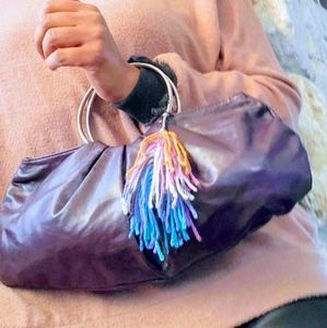 Retro Vegan Purple Leather Clutch